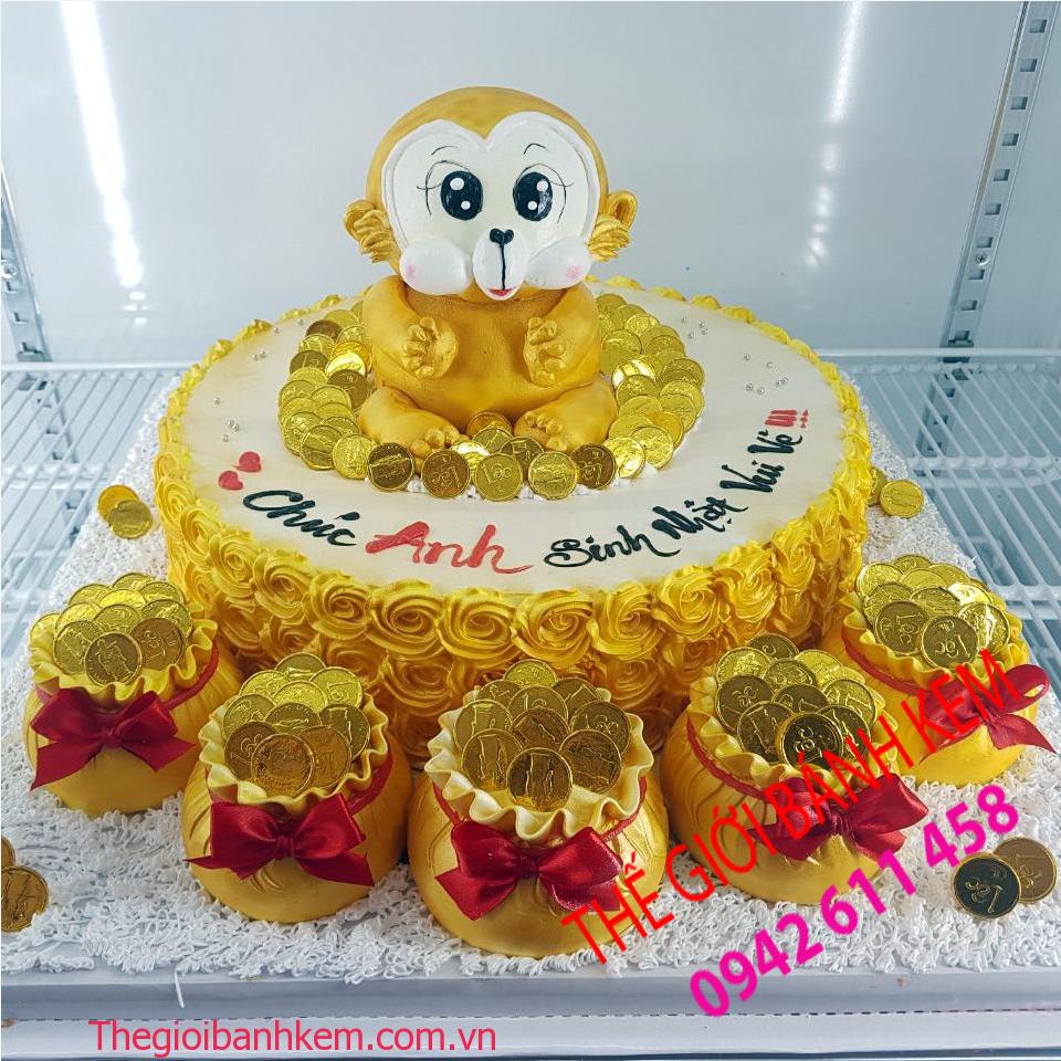 Bánh kem sinh nhật hình con khỉ mã B11064