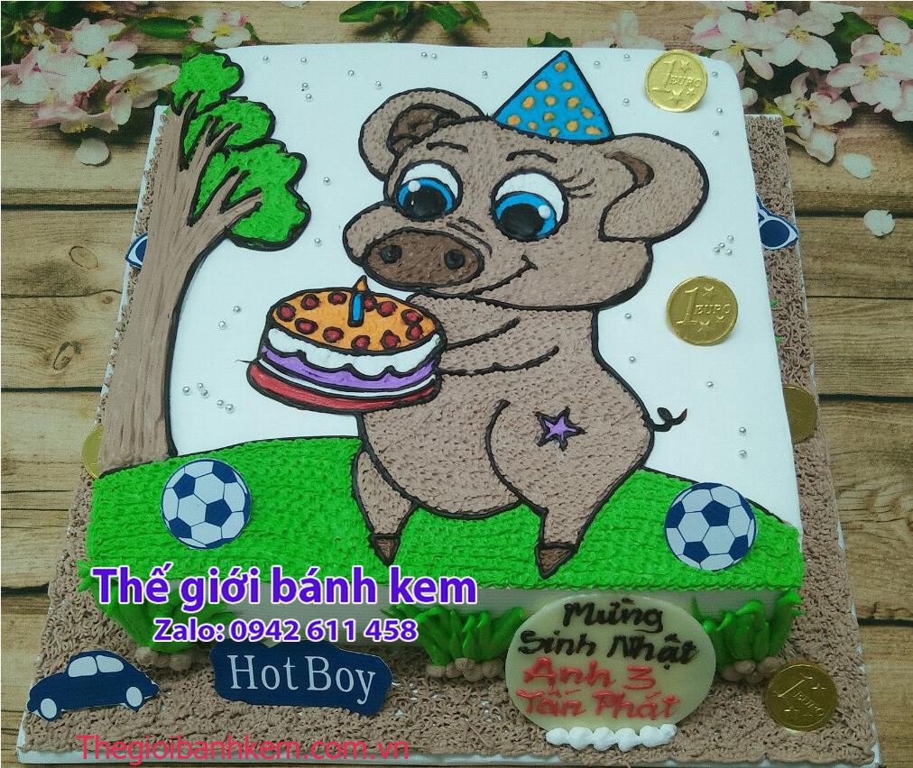 Bạn đang tìm một chiếc bánh sinh nhật cho bé trai với họa tiết con heo ấn tượng? Xem hình ảnh để tìm thấy chiếc bánh hoàn hảo cho bé trai của bạn, với sự phối hợp màu sắc và đường nét chính xác.