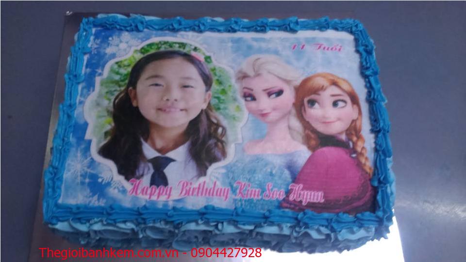 Bánh sinh nhật in ảnh Elsa & Anna Mã B1891