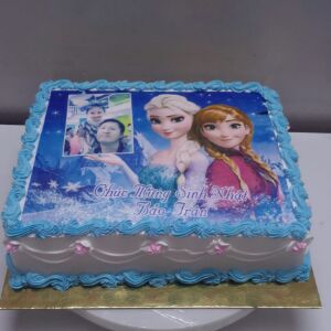 Bánh sinh nhật in ảnh Elsa và Anna Mã B1236